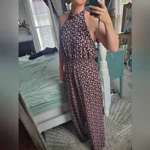 Superfoxx Floral Halter Wide Leg Jumpsuit